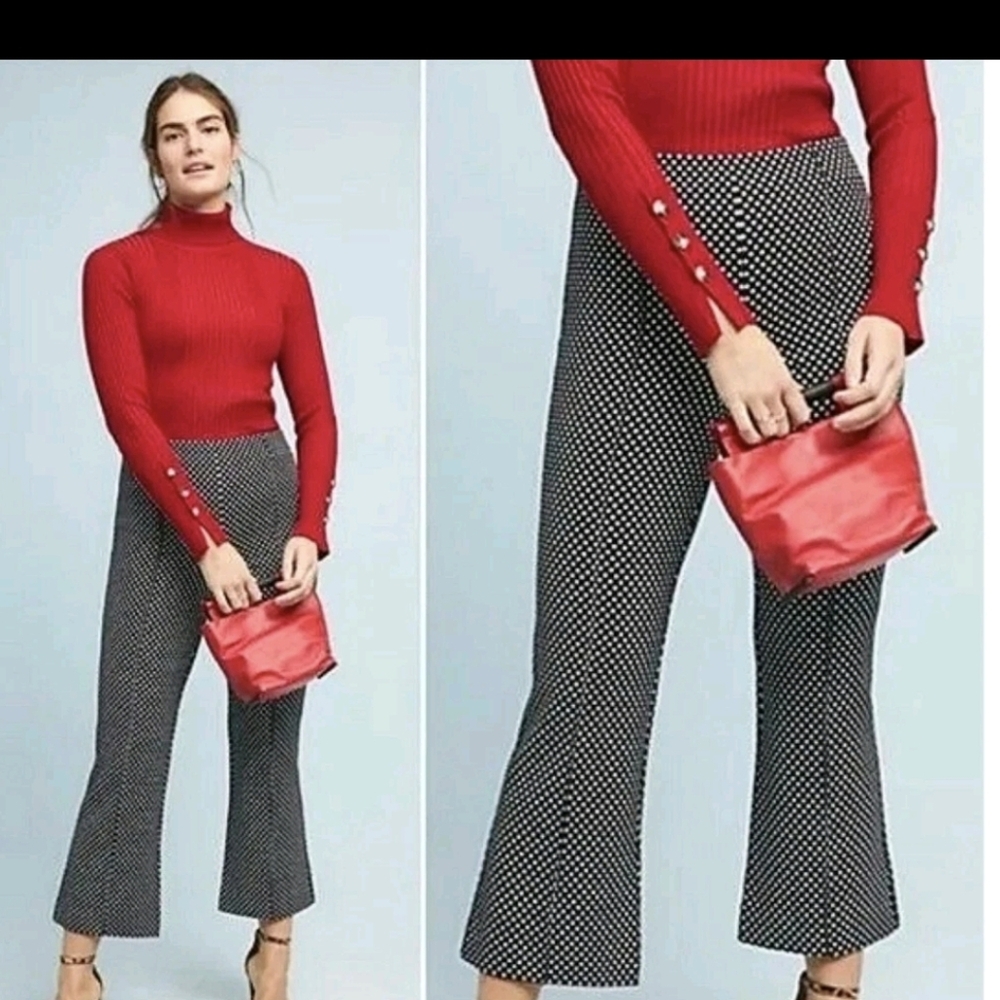 Anthropologie Black and White Flare Pants